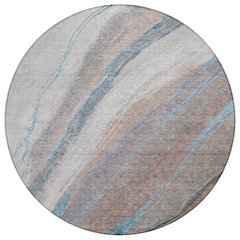 Machine Washable Indoor/Outdoor Chantille ACN2036 Brown 8' x 8' Round Rug