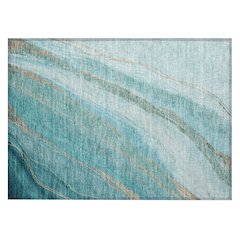 Machine Washable Indoor/Outdoor Chantille ACN2036 Turquoise 1'8" x 2'6" Rug