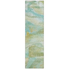 Machine Washable Indoor/Outdoor Chantille ACN2039 Green 2'3" x 7'6" Runner Rug