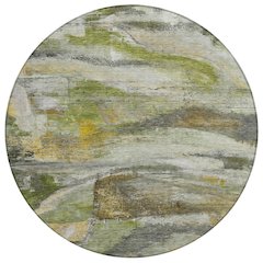 Machine Washable Indoor/Outdoor Chantille ACN2039 Olive 8' x 8' Round Rug