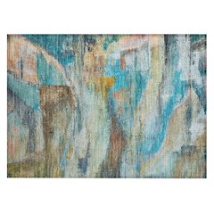 Machine Washable Indoor/Outdoor Chantille ACN2039 Teal 1'8" x 2'6" Rug