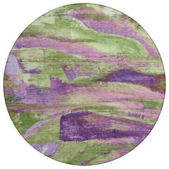 Machine Washable Indoor/Outdoor Chantille ACN2040 Purple 8' x 8' Round Rug