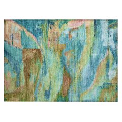 Machine Washable Indoor/Outdoor Chantille ACN2040 Teal 1'8" x 2'6" Rug