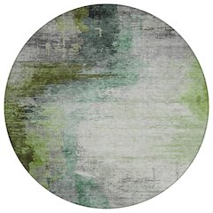 Machine Washable Indoor/Outdoor Chantille ACN2041 Green 8' x 8' Round Rug