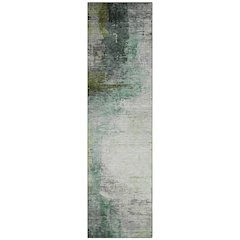 Machine Washable Indoor/Outdoor Chantille ACN2041 Green 2'3" x 7'6" Runner Rug