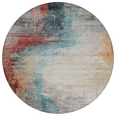 Machine Washable Indoor/Outdoor Chantille ACN2041 Teal 8' x 8' Round Rug