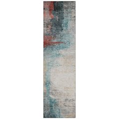 Machine Washable Indoor/Outdoor Chantille ACN2041 Teal 2'3" x 7'6" Runner Rug