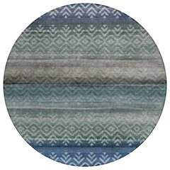 Machine Washable Indoor/Outdoor Chantille ACN2042 Blue 8' x 8' Round Rug