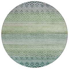 Machine Washable Indoor/Outdoor Chantille ACN2042 Teal 8' x 8' Round Rug