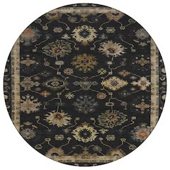 Machine Washable Indoor/Outdoor Chantille ACN2045 Black 8' x 8' Round Rug