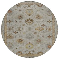 Machine Washable Indoor/Outdoor Chantille ACN2045 Taupe 8' x 8' Round Rug