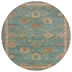 Machine Washable Indoor/Outdoor Chantille ACN2045 Teal 8' x 8' Round Rug