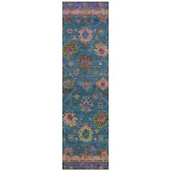 Machine Washable Indoor/Outdoor Chantille ACN2046 Teal 2'3" x 7'6" Runner Rug
