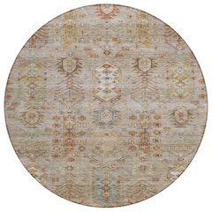 Machine Washable Indoor/Outdoor Chantille ACN2047 Beige 8' x 8' Round Rug