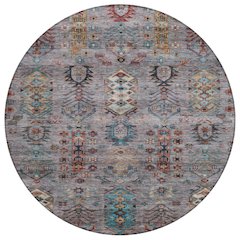 Machine Washable Indoor/Outdoor Chantille ACN2047 Gray 8' x 8' Round Rug