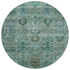 Machine Washable Indoor/Outdoor Chantille ACN2047 Green 8' x 8' Round Rug