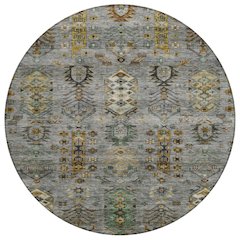 Machine Washable Indoor/Outdoor Chantille ACN2047 Pewter 8' x 8' Round Rug