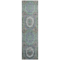 Machine Washable Indoor/Outdoor Chantille ACN2049 Green 2'3" x 7'6" Runner Rug