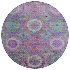 Machine Washable Indoor/Outdoor Chantille ACN2049 Purple 8' x 8' Round Rug