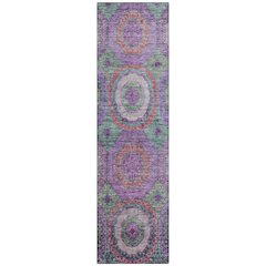 Machine Washable Indoor/Outdoor Chantille ACN2049 Purple 2'3" x 7'6" Runner Rug
