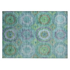Machine Washable Indoor/Outdoor Chantille ACN2049 Teal 1'8" x 2'6" Rug