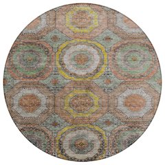 Machine Washable Indoor/Outdoor Chantille ACN2050 Sage 8' x 8' Round Rug