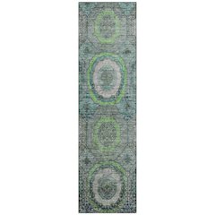 Machine Washable Indoor/Outdoor Chantille ACN2050 Teal 2'3" x 7'6" Runner Rug