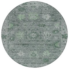 Machine Washable Indoor/Outdoor Chantille ACN2051 Aloe 8' x 8' Round Rug