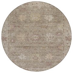 Machine Washable Indoor/Outdoor Chantille ACN2051 Khaki 8' x 8' Round Rug
