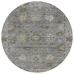 Machine Washable Indoor/Outdoor Chantille ACN2051 Pewter 8' x 8' Round Rug