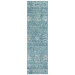 Machine Washable Indoor/Outdoor Chantille ACN2051 Teal 2'3" x 7'6" Runner Rug