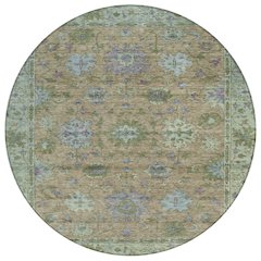 Machine Washable Indoor/Outdoor Chantille ACN2052 Brown 8' x 8' Round Rug