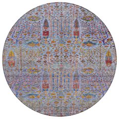 Machine Washable Indoor/Outdoor Chantille ACN2053 Blue 8' x 8' Round Rug