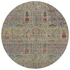 Machine Washable Indoor/Outdoor Chantille ACN2053 Green 8' x 8' Round Rug