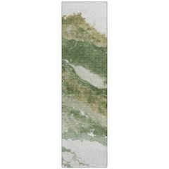 Machine Washable Indoor/Outdoor Chantille ACN2054 Green 2'3" x 7'6" Runner Rug