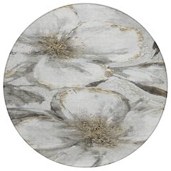 Machine Washable Indoor/Outdoor Chantille ACN2055 Silver 8' x 8' Round Rug