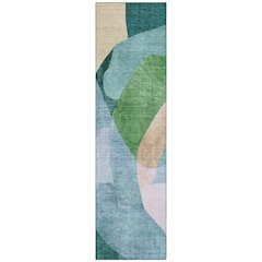 Machine Washable Indoor/Outdoor Chantille ACN2058 Green 2'3" x 7'6" Runner Rug