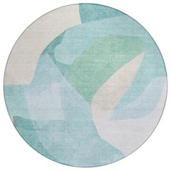 Machine Washable Indoor/Outdoor Chantille ACN2058 Seafoam 8' x 8' Round Rug