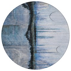 Machine Washable Indoor/Outdoor Chantille ACN2059 Blue 8' x 8' Round Rug