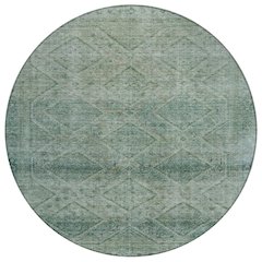 Machine Washable Indoor/Outdoor Chantille ACN2060 Teal 8' x 8' Round Rug