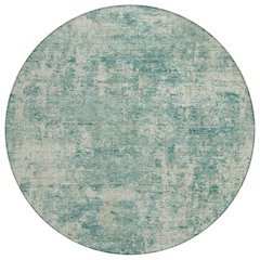 Machine Washable Indoor/Outdoor Chantille ACN2061 Teal 8' x 8' Round Rug