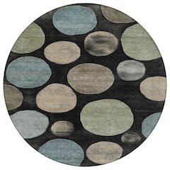 Machine Washable Indoor/Outdoor Chantille ACN2062 Black 8' x 8' Round Rug