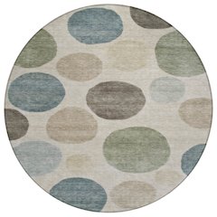 Machine Washable Indoor/Outdoor Chantille ACN2062 Khaki 8' x 8' Round Rug