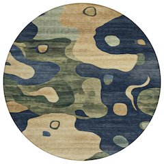 Machine Washable Indoor/Outdoor Chantille ACN2063 Navy 8' x 8' Round Rug
