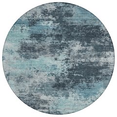 Machine Washable Indoor/Outdoor Chantille ACN2065 Teal 8' x 8' Round Rug