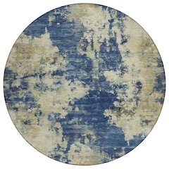 Machine Washable Indoor/Outdoor Chantille ACN2066 Navy 8' x 8' Round Rug