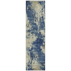 Machine Washable Indoor/Outdoor Chantille ACN2066 Navy 2'3" x 7'6" Runner Rug