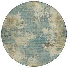 Machine Washable Indoor/Outdoor Chantille ACN2066 Teal 8' x 8' Round Rug