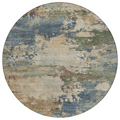 Machine Washable Indoor/Outdoor Chantille ACN2067 Blue 8' x 8' Round Rug