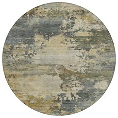 Machine Washable Indoor/Outdoor Chantille ACN2067 Gray 8' x 8' Round Rug